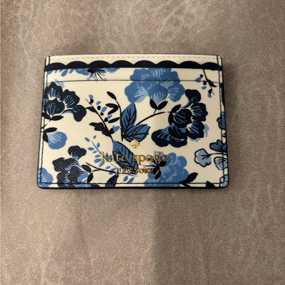 NEW: Kate Spade Blue Floral Wallet and Card Holder - Picture 2 of 7